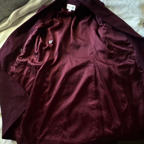 Jones New York Metro Merlot Wine Colored Long Wool Winter Coat Women's Size 12 - Picture 3 of 16